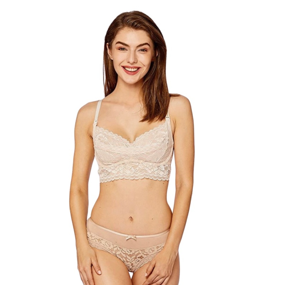 BNWT MOMANDA Women's Underwire Lace Nursing Hands-Free Pumping Bra size 38C